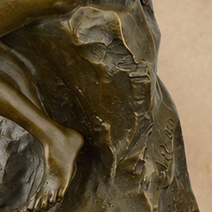 Sculpture en bronze Le Baiser d'après Rodin sur marbre, vue 5