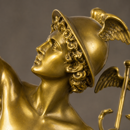 Sculpture en bronze Mercure d'après Giambologna sur socle, vue 2