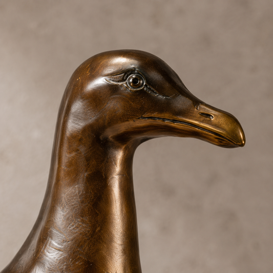 Sculpture en bronze mouette sur pieu d'amarrage, vue 2