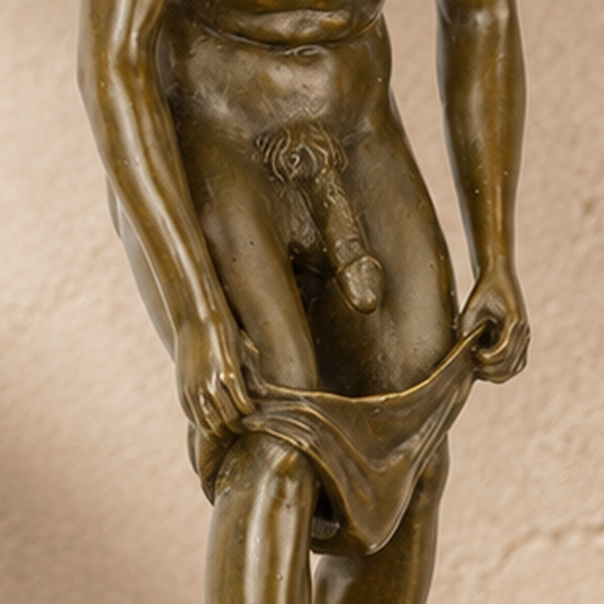 Sculpture en bronze Nu masculin au drapé sur socle marbre, vue 4