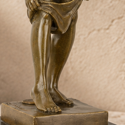 Sculpture en bronze Nu masculin au drapé sur socle marbre, vue 6
