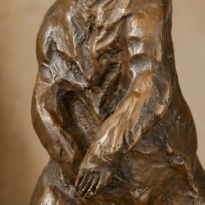 Sculpture en bronze ours brun dressé sur socle marbre, vue 3