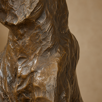 Sculpture en bronze ours brun dressé sur socle marbre, vue 4