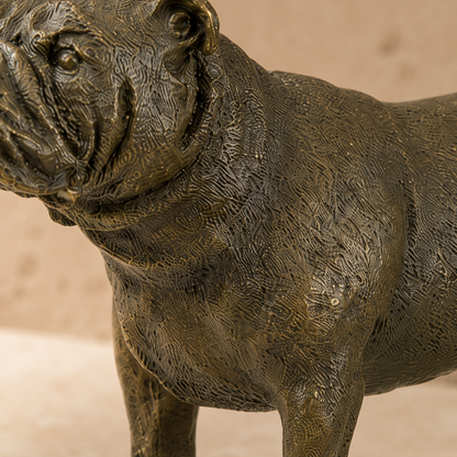 Sculpture en bronze patiné, bouledogue anglais en marche, vue 3