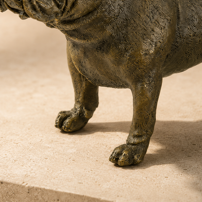 Sculpture en bronze patiné, bouledogue anglais en marche, vue 5