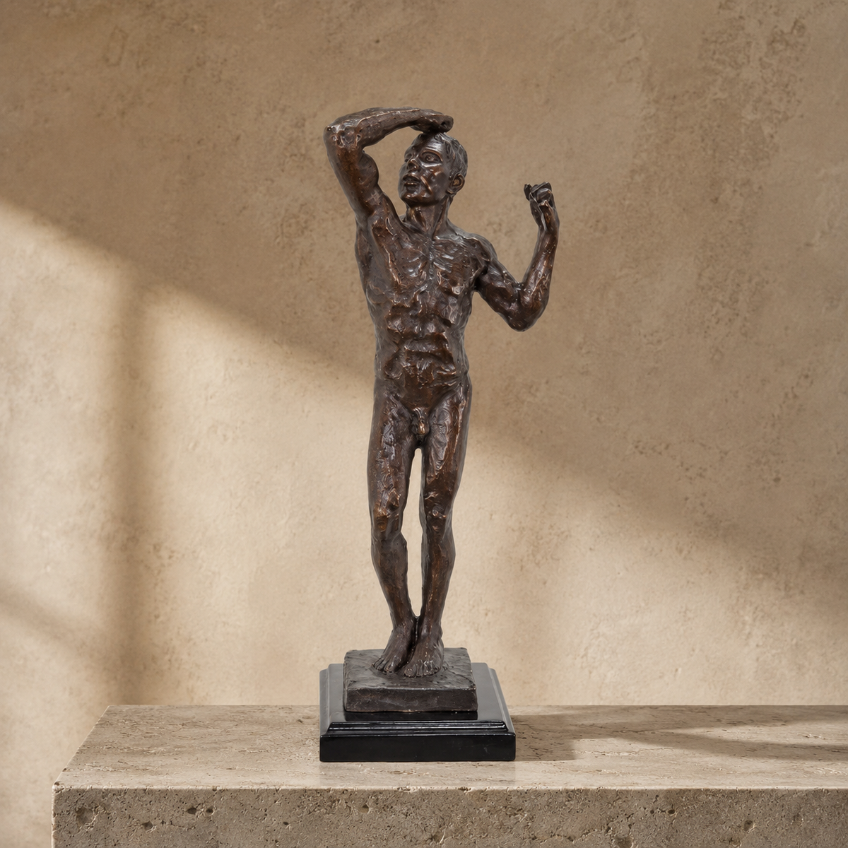 Sculpture en bronze patiné, nu masculin d'après Rodin