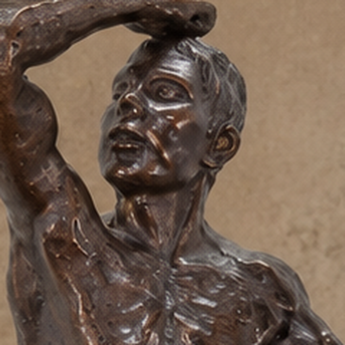 Sculpture en bronze patiné, nu masculin d'après Rodin, vue 2