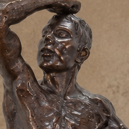 Sculpture en bronze patiné, nu masculin d'après Rodin, vue 2