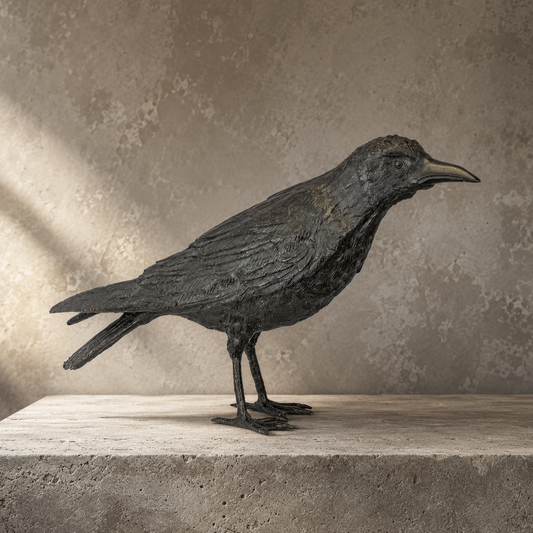 Sculpture en bronze patiné représentant un corbeau