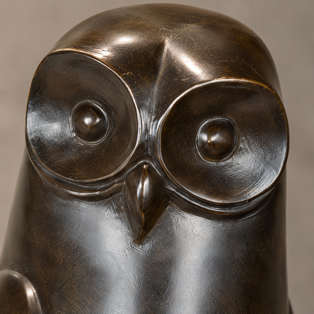 Sculpture en bronze patiné représentant un hibou stylisé, vue 3