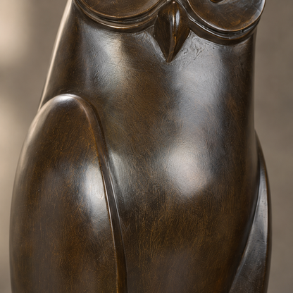 Sculpture en bronze patiné représentant un hibou stylisé, vue 4