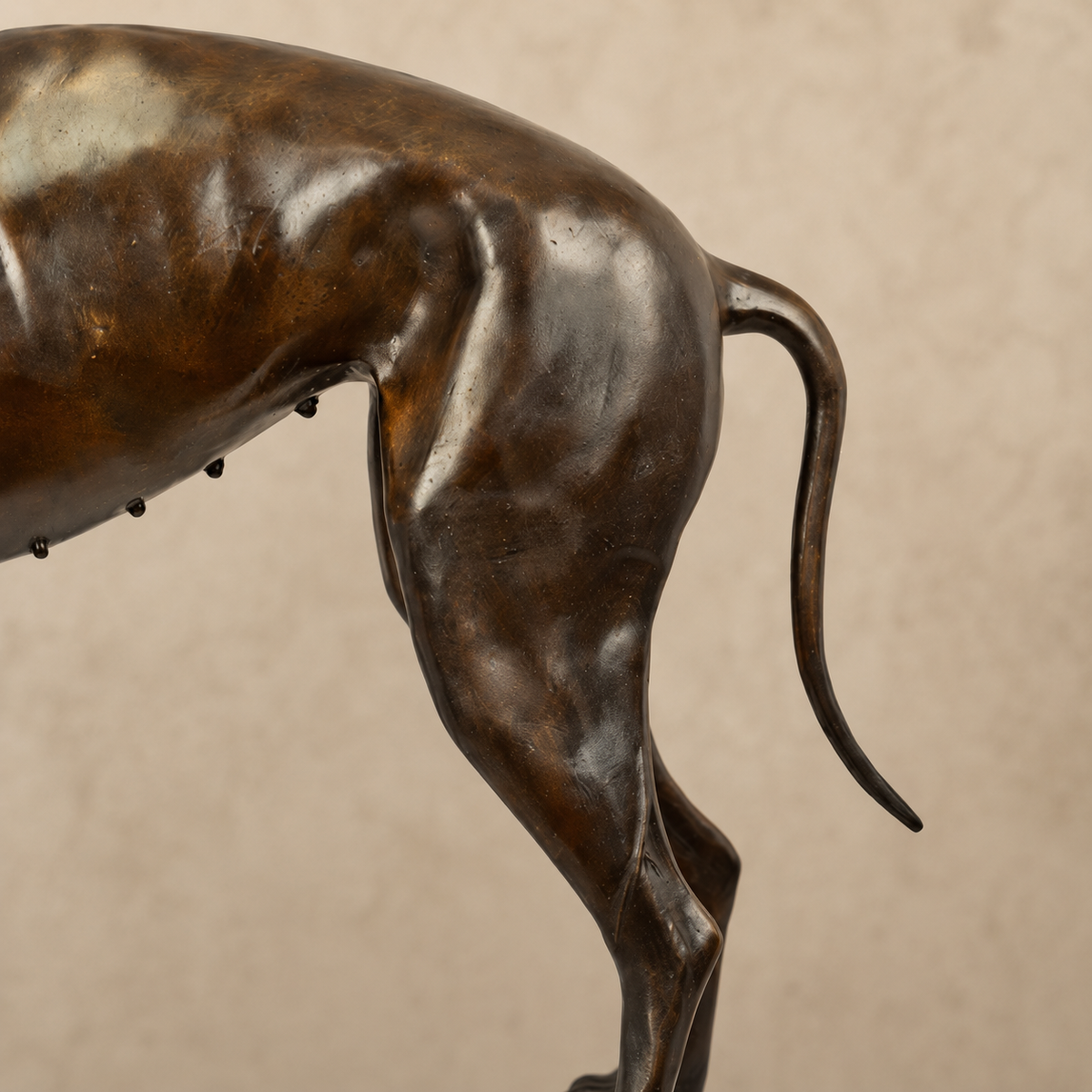 Sculpture en bronze patiné représentant un lévrier, vue 5