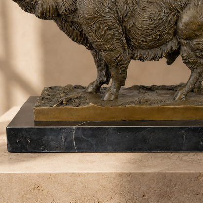Sculpture en bronze patiné, sanglier en mouvement sur marbre, vue 7