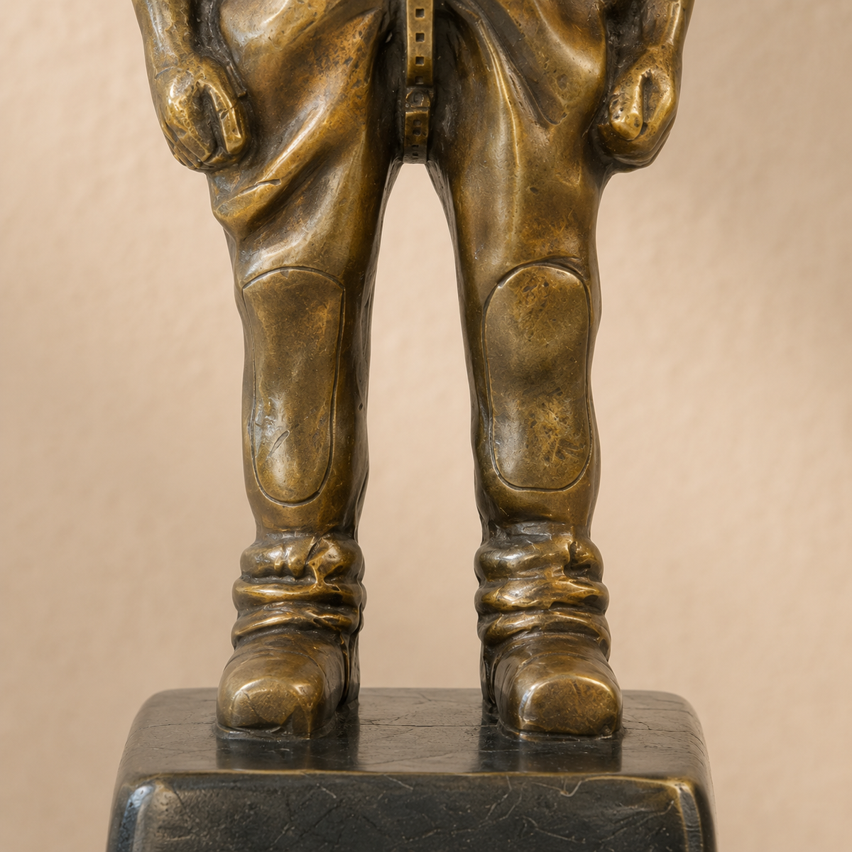 Sculpture en bronze patiné, scaphandrier en pied, vue 6