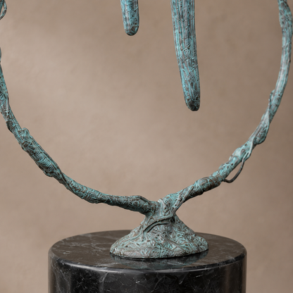 Sculpture en bronze patiné vert-de-gris couple de perroquets, vue 6