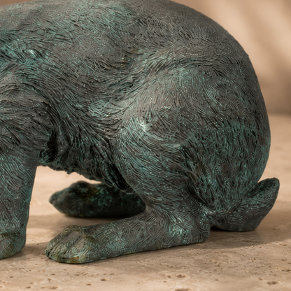 Sculpture en bronze patiné vert-de-gris, lièvre aux aguets, vue 6