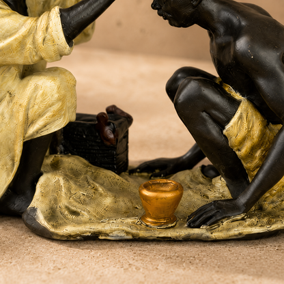 Sculpture en bronze polychrome, scène de barbier oriental, vue 7