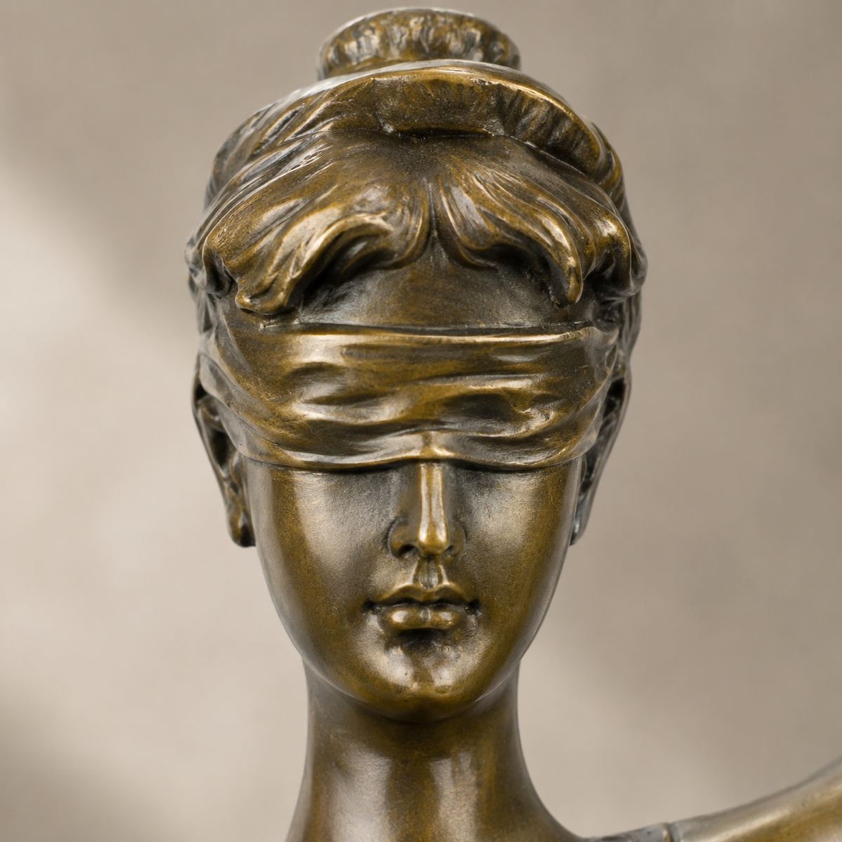 Sculpture en bronze Thémis déesse de la Justice sur socle, vue 2