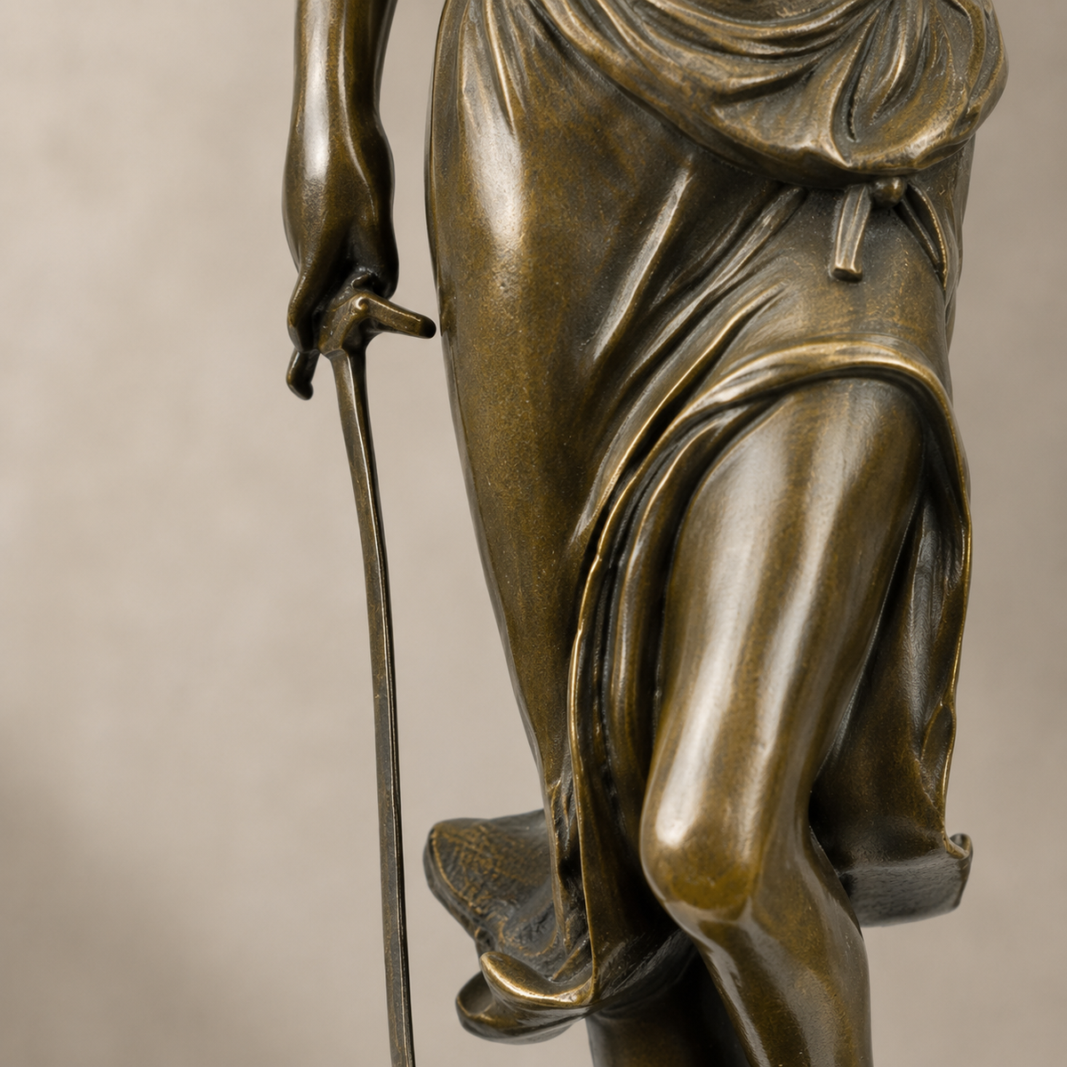 Sculpture en bronze Thémis déesse de la Justice sur socle, vue 5
