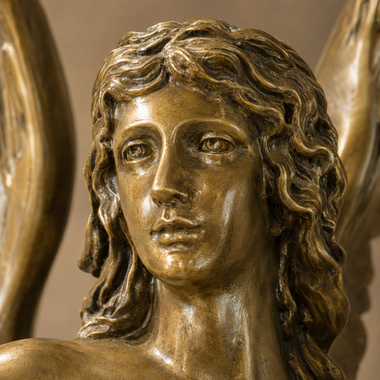 Sculpture en bronze Victoire ailée tenant un flambeau, vue 2