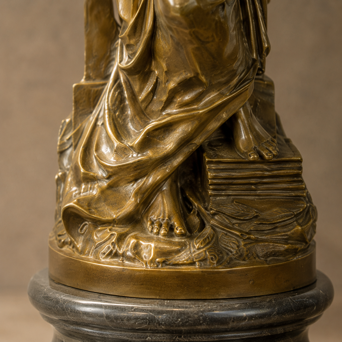 Sculpture en bronze Victoire ailée tenant un flambeau, vue 6