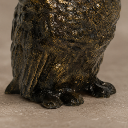 Sculpture hibou grand-duc en bronze patiné brun-doré, vue 5