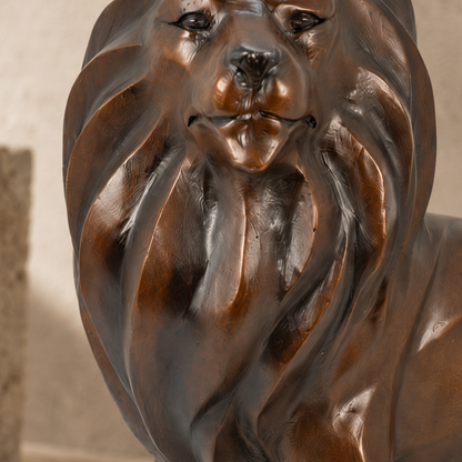 Sculpture lion debout en bronze patiné brun style Art Déco, vue 3