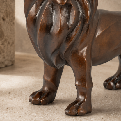 Sculpture lion debout en bronze patiné brun style Art Déco, vue 4