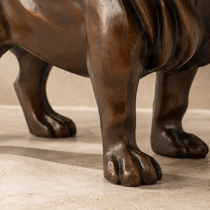 Sculpture lion majestueux en bronze à patine brune, vue 7