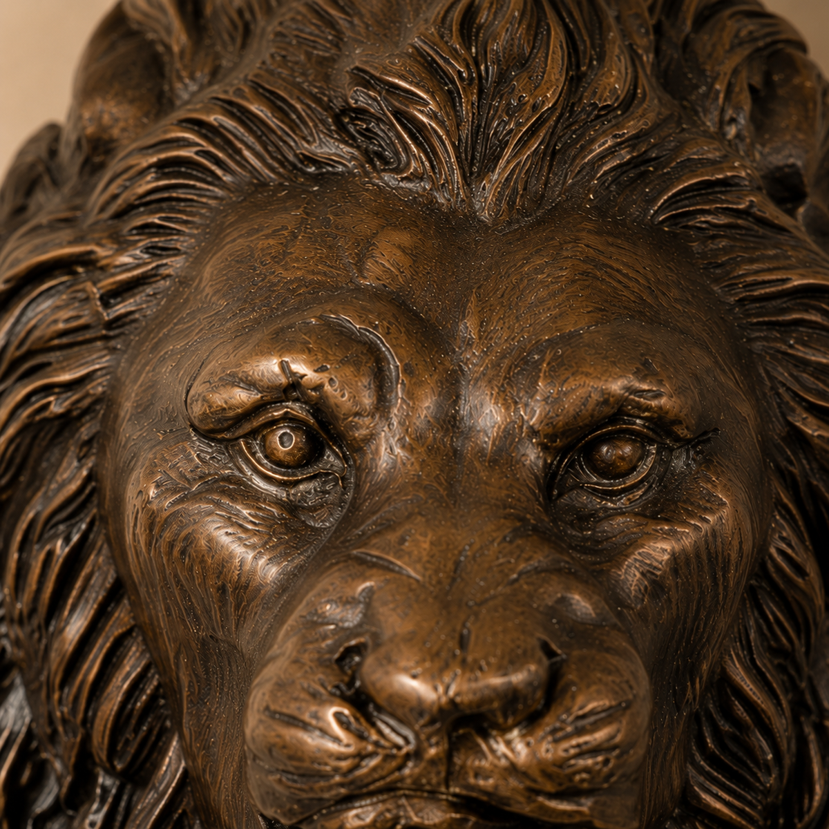 Sculpture lion rugissant en bronze patiné sur socle marbre, vue 3