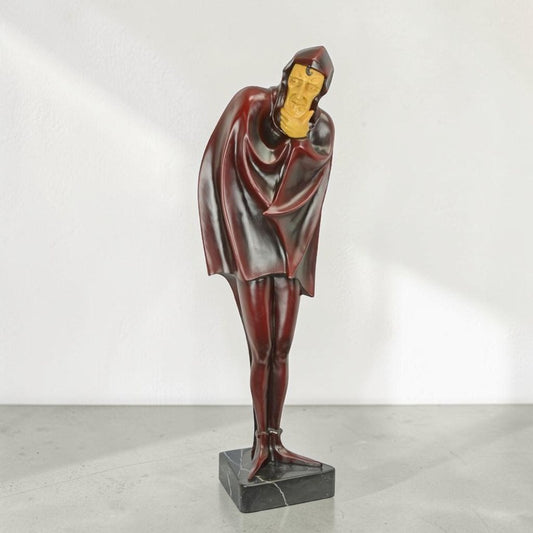 Sculpture Méphistophélès en bronze patiné et ivoire