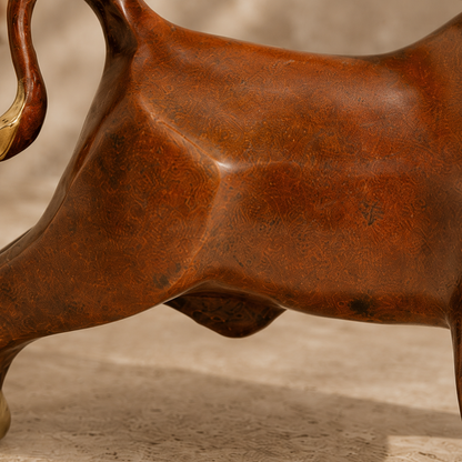 Sculpture taureau en bronze à patine brune et dorée, vue 6