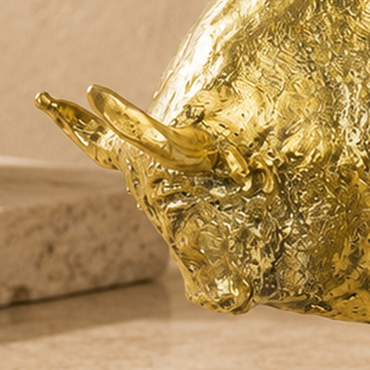 Sculpture taureau en bronze doré patine brillante, vue 2