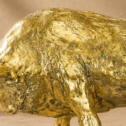Sculpture taureau en bronze doré patine brillante, vue 4