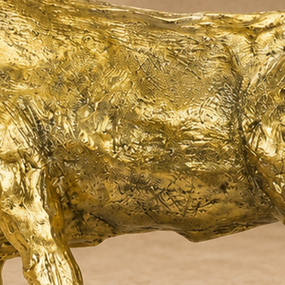 Sculpture taureau en bronze doré patine brillante, vue 5