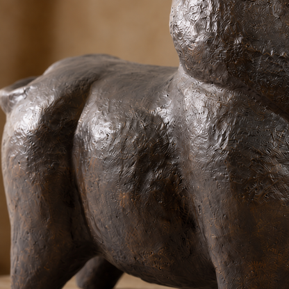 Sculpture taureau stylisé en bronze à patine brune, vue 3