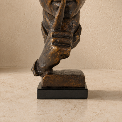 Sculpture visage Le Silence, patine bronze doré, vue 7