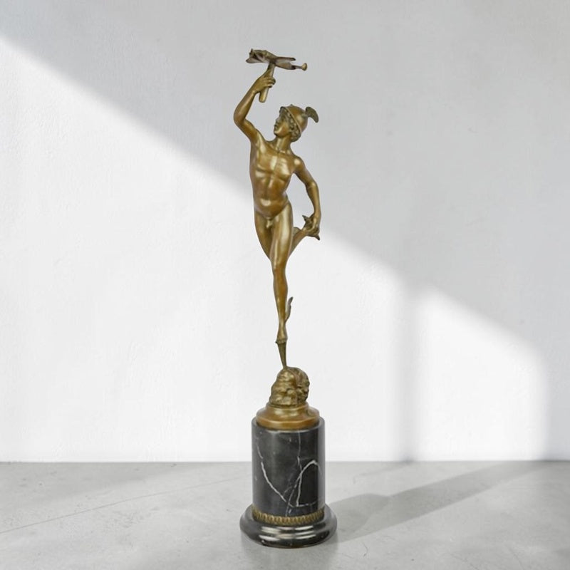 Statue bronze Mercure d'après Giambologna sur marbre
