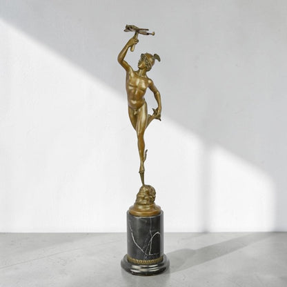 Statue bronze Mercure d'après Giambologna sur marbre