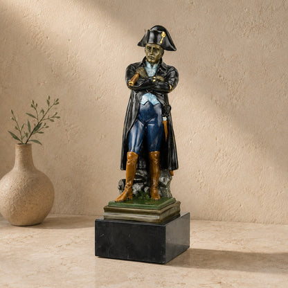 Statuette Napoléon Bonaparte en bronze polychrome sur marbre