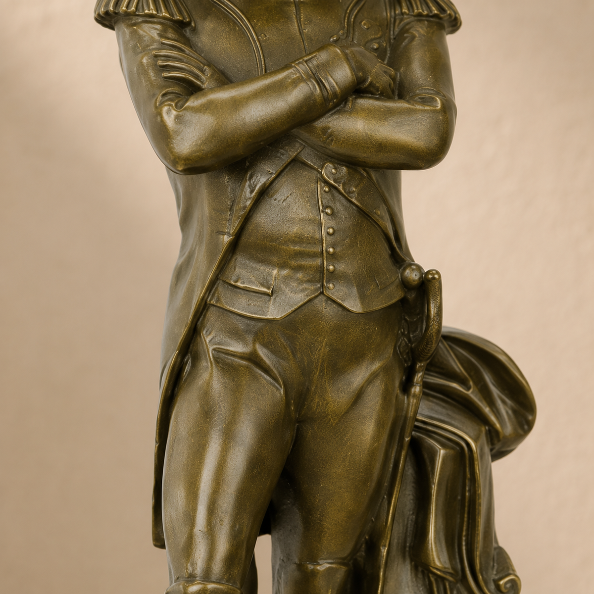 Statuette Napoléon bras croisés en bronze patiné sur marbre, vue 4