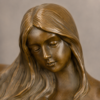 Vide-poche Art Nouveau en bronze, nymphe au nénuphar, vue 2